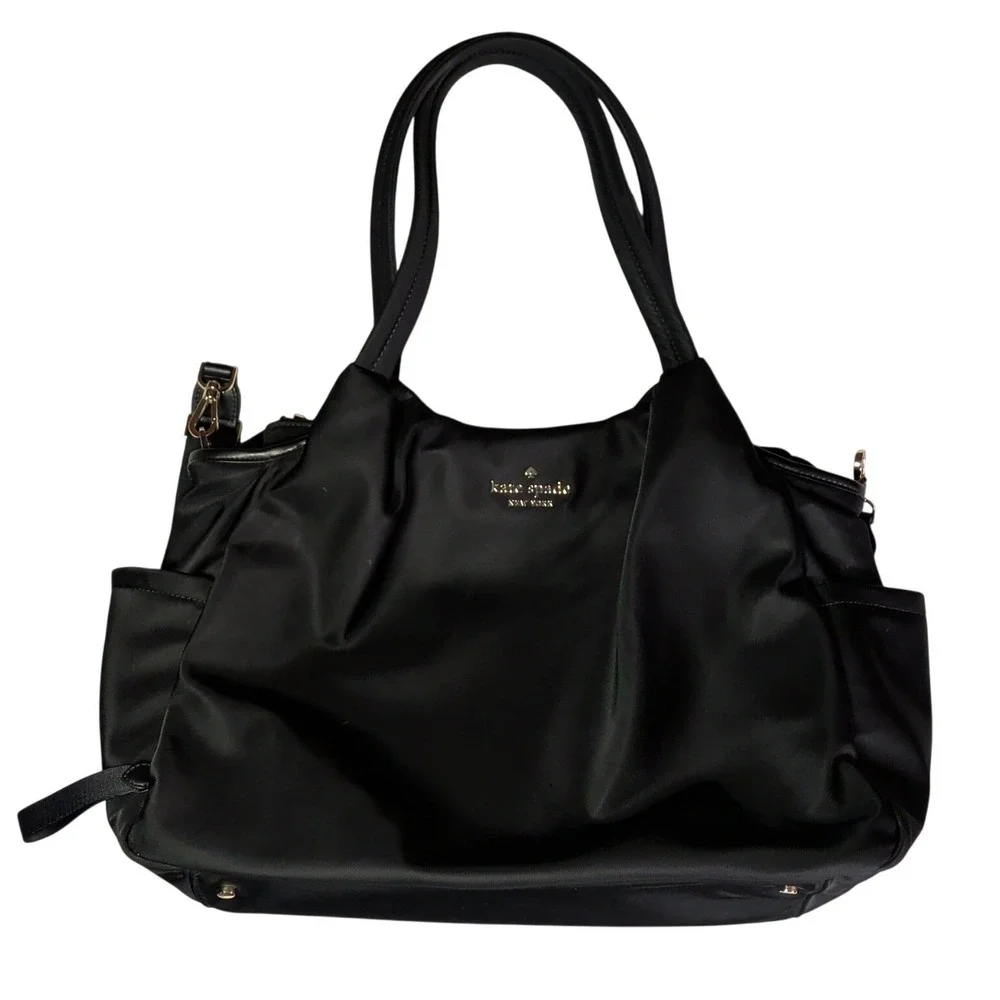Kate Spade Crossbody Shoulder Bag Purse Black Nylon Designer Pockets Large
